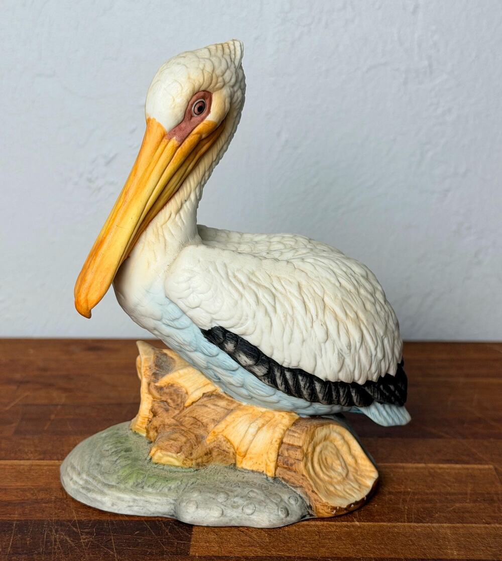 Vintage Lefton China Hand-Painted Pelican Figurine, Coastal Cottage Decor